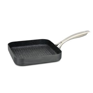 Press Alu Hard Anodized Series Square pan Non Stick Coating Induction Base Stainless Steel Handle Tempered Glass Lid 24/28cm