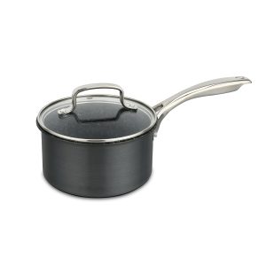 Press Alu Hard Anodized Series Deep Sauce Pan Non Stick Coating Induction Base Stainless Steel Handle Tempered Glass Lid 16/18 cm