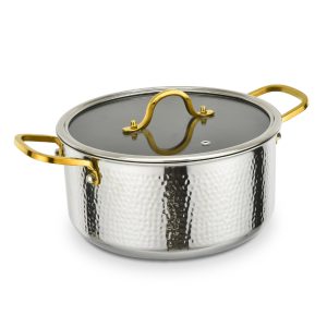 Hybrid Stainless Steel Hammer Series Casserole Tri Ply Construction Induction Ready Dishwasher Safe Oven Safe22/24/26/28cm